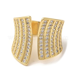 Brass Micro Pave Clear Cubic Zirconia Open Cuff Rings&nbsp;RJEW-U008-27G
