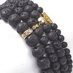 4Pcs 4 Style Column & Round & Flat Round Alloy & Natural Lava Rock & Synthetic Hematite Beaded Stretch Bracelets Set for Women&nbsp;BJEW-JB09366