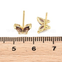 Brass Micro Pave Cubic Zirconia Stud Earrings for Women&nbsp;KK-A305-06G