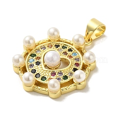 Brass Micro Pave Cubic Zirconia Pendants&nbsp;KK-Z042-29G-01