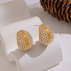 304 Stainless Steel Cubic Zirconia Stud Earrings&nbsp;YS0602