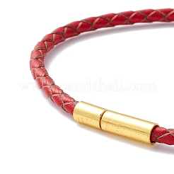 Braided Leather Cord Bracelet for Women&nbsp;BJEW-C009-01A