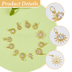 12Pcs 12 Styles Brass Clear Cubic Zirconia Charms&nbsp;KK-DC0004-97
