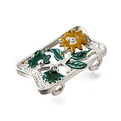 Brass Crystal Rhinestone Rectangle with Flower Multi-Strands Links&nbsp;KK-P306-19P