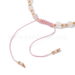 Adjustable Natural Rose Quartz & Glass Braided Bead Bracelet&nbsp;BJEW-JB10137-06