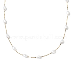 304 Stainless Steel and ABS Imitation Pearl Chain Necklaces&nbsp;NJEW-JN05266