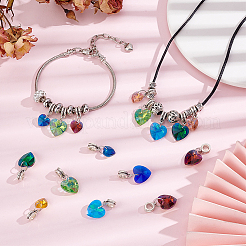 36Pcs 9 Colors Faceted Glass European Dangle Charms&nbsp;PALLOY-PH01654