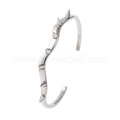 304 Stainless Steel Spiked Cone Open Cuff Bangles for Women&nbsp;BJEW-B165-01P
