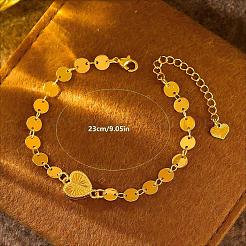 Brass Heart Link Bracelets&nbsp;WL3635-1