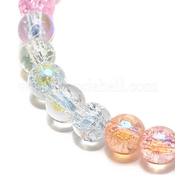 6mm Sparkling Crackle Glass Round Beads Stretch Bracelet&nbsp;BJEW-JB07189-02
