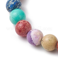 Natural Imperial Jasper Round Beaded Stretch Bracelets for Men Women&nbsp;BJEW-JB11956