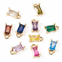 10Pcs 10 Colors Brass Cubic Zirconia Charms&nbsp;KK-TA0001-94