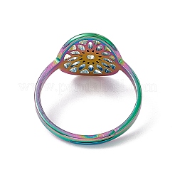 Ion Plating(IP) 201 Stainless Steel Flower Adjustable Ring for Women&nbsp;RJEW-C045-01M