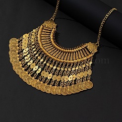 Tibetan Style Zinc Alloy Coin Tassel Chunky Bib Necklaces for Women&nbsp;FS-WGCC506-01