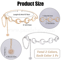 2Pcs 2 Colors Alloy Link Chain Belts&nbsp;AJEW-GF0009-21A