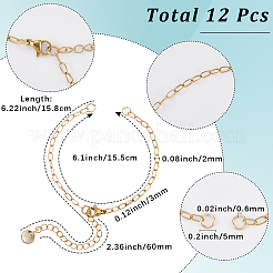 12Pcs Half Finished 304 Stainless Steel Paperclip Chains Connector Bracelet Makings&nbsp;MAK-SC0001-35