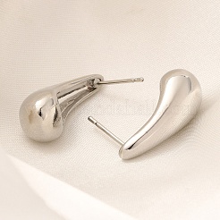 Rack Plating Teardrop Brass Stud Earrings&nbsp;EJEW-H143-18P-01