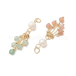 7Pcs 7 Styles Natural Mixed Gemstone with Pearl Dangle Pendants&nbsp;PALLOY-JF05223