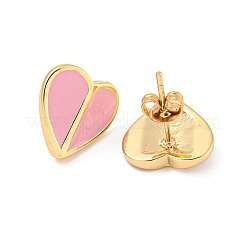 Heart Real 18K Gold Plated Brass Stud Earrings&nbsp;EJEW-L269-060G