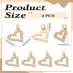 4Pcs Rack Plating Brass Micro Pave Clear Cubic Zirconia Pendants&nbsp;KK-LP0001-91