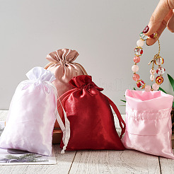 30Pcs 6 Colors Rectangle Satin Gift Packing Pouches Drawstring Bags&nbsp;ABAG-BT0001-04