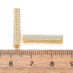 Brass Micro Pave Clear Cubic Zirconia Rectangle Spacer Bars&nbsp;CU-H003-02G