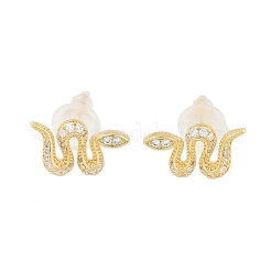 Brass Micro Pave Clear Cubic Zirconia Stud Earrings&nbsp;EJEW-P301-17G