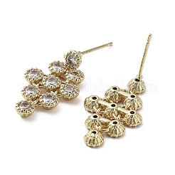 Hollow Rhombus Brass with Cubic Zirconia Dangle Stud Earrings&nbsp;EJEW-G371-08G