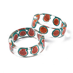 Transparent Resin Fruit Finger Ring for Women&nbsp;X1-RJEW-T022-030