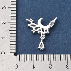 Brass Micro Pave Clear Cubic Zirconia Pendants&nbsp;KK-C168-08S