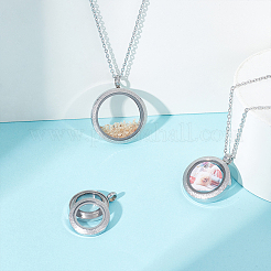 3Pcs 3 Styles Stainless Steel Glass Photo Living Memory Floating Locket Pendants&nbsp;STAS-UN0061-54