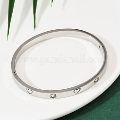 201 Stainless Steel with Rhinestone Bangles for Women&nbsp;BJEW-B138-04P