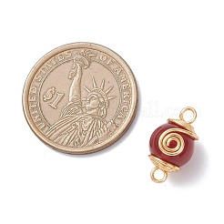 4Pcs 4 Styles Round Natural Carnelian & Rose Quartz & Amethyst & Green Aventurine Round Connector Charms&nbsp;PALLOY-TA00348-02