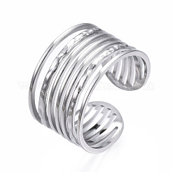 Non-Tarnish 304 Stainless Steel Multi-string Open Cuff Ring&nbsp;RJEW-T023-33P