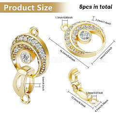  6Pcs Brass Fold Over Clasp with Crystal Rhinestone&nbsp;KK-CA0002-69A