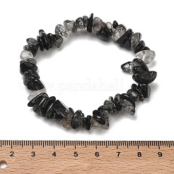 Natural Tourmalinated Quartz Chip Beaded Stretch Bracelets for Women&nbsp;BJEW-D467-01A