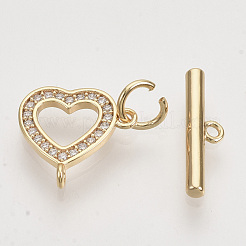 Brass Micro Pave Clear Cubic Zirconia Toggle Clasps&nbsp;KK-T054-13G-NF