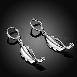 Beautiful Design Silver Color Plated Brass Leaf Dangle Earrings&nbsp;EJEW-BB00702