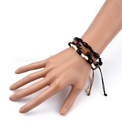 Adjustable Korean Waxed Polyester Cord Braided Bead Bracelets Sets&nbsp;BJEW-JB05438