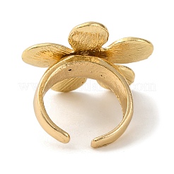 Flower Alloy Open Cuff Rings for Women&nbsp;RJEW-M018-01G