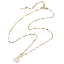 Round Natural Freshwater Pearl Pendant Necklaces&nbsp;NJEW-JN05137