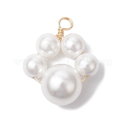 3Pcs 3 Sizes Copper Wire Wrapped Shell Pearl Beaded Pendants&nbsp;PALLOY-JF02984