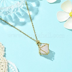 Crystal Cage Holder Necklace&nbsp;NJEW-JN04603-01