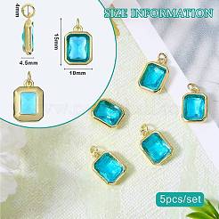 5Pcs Rectangle Brass Micro Pave Cubic Zirconia Charms&nbsp;KK-SZ0007-08