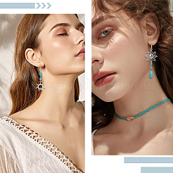 DIY Sun Moon Synthetic Turquoise Beads & Alloy Pendant Dangle Earring Making Kits&nbsp;DIY-SC0027-07