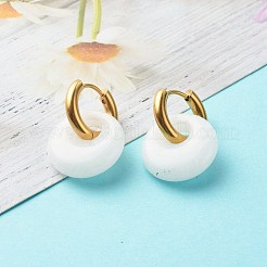 Handmade Natural White Jade Dangle Hoop Earrings&nbsp;EJEW-JE04578-05