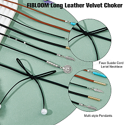 8Pcs 8 Style Faux Suede & Nylon Cord Lariat Necklaces Set&nbsp;NJEW-FI0001-32