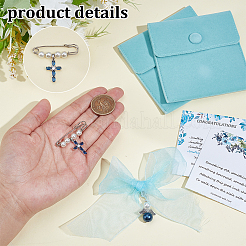 Cross Iron & Plastic Imitation Pearl Kilt Pin Brooches&nbsp;JEWB-NB0001-27