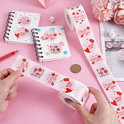 Flat Round with Strawberry Shaped Stickers Roll&nbsp;STIC-WH0012-14B