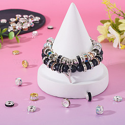 55Pcs 11 Styles Alloy Glass & Iron Rhinestone Spacer Beads&nbsp;FIND-TA0008-70C